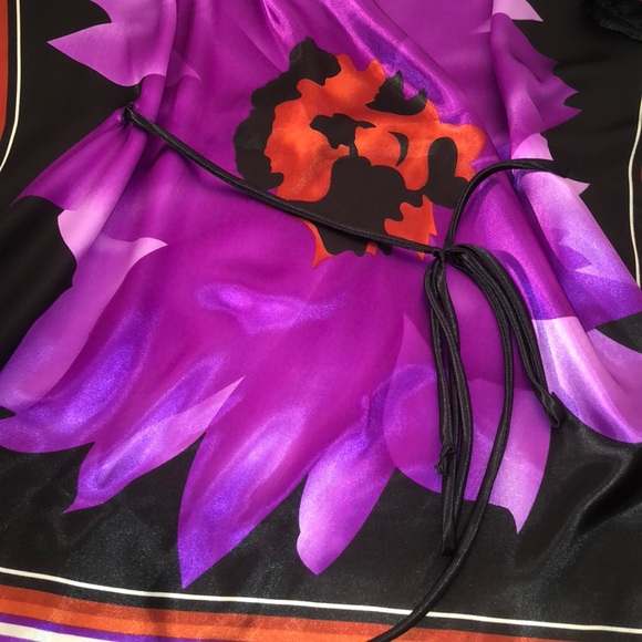 PRICE FIRM Purple scarf print boho kimono tunic - Picture 4 of 4